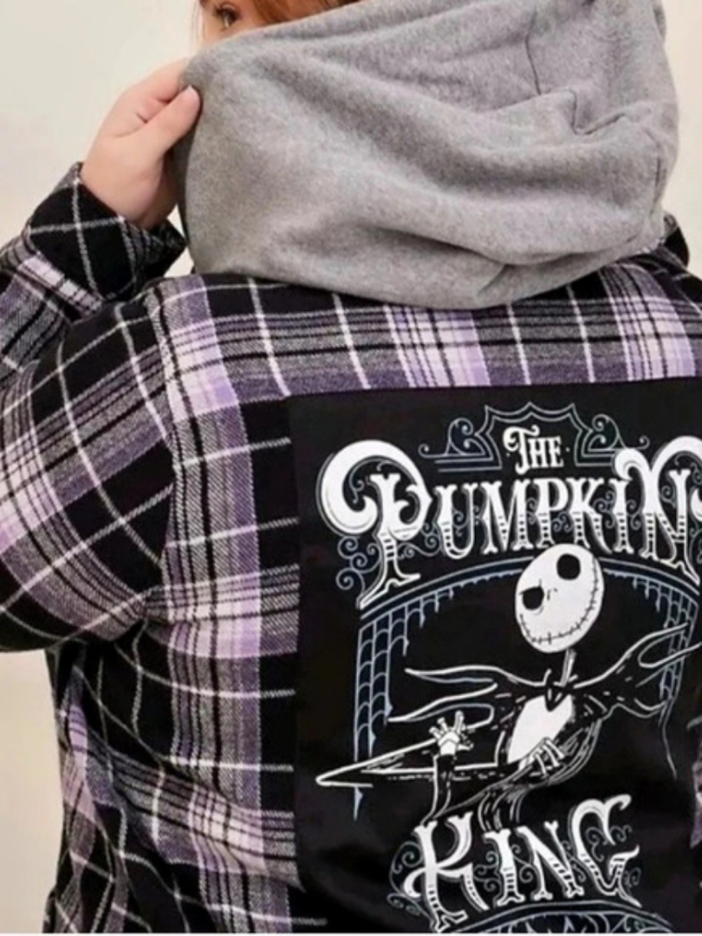 Disney The Pumpkin King Plaid Hooded Jacket Size 1 Like New